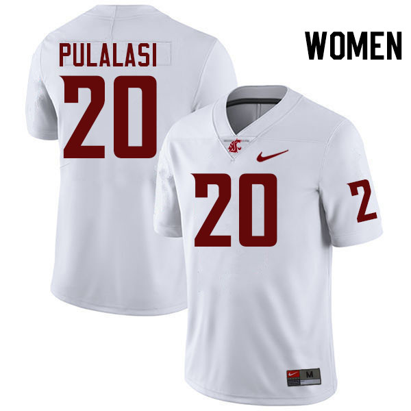 Women #20 Leo Pulalasi Washington State Cougars College Football Jerseys Stitched-White